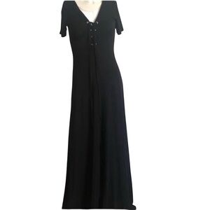ASOS Black Lace-Up Maxi Dress